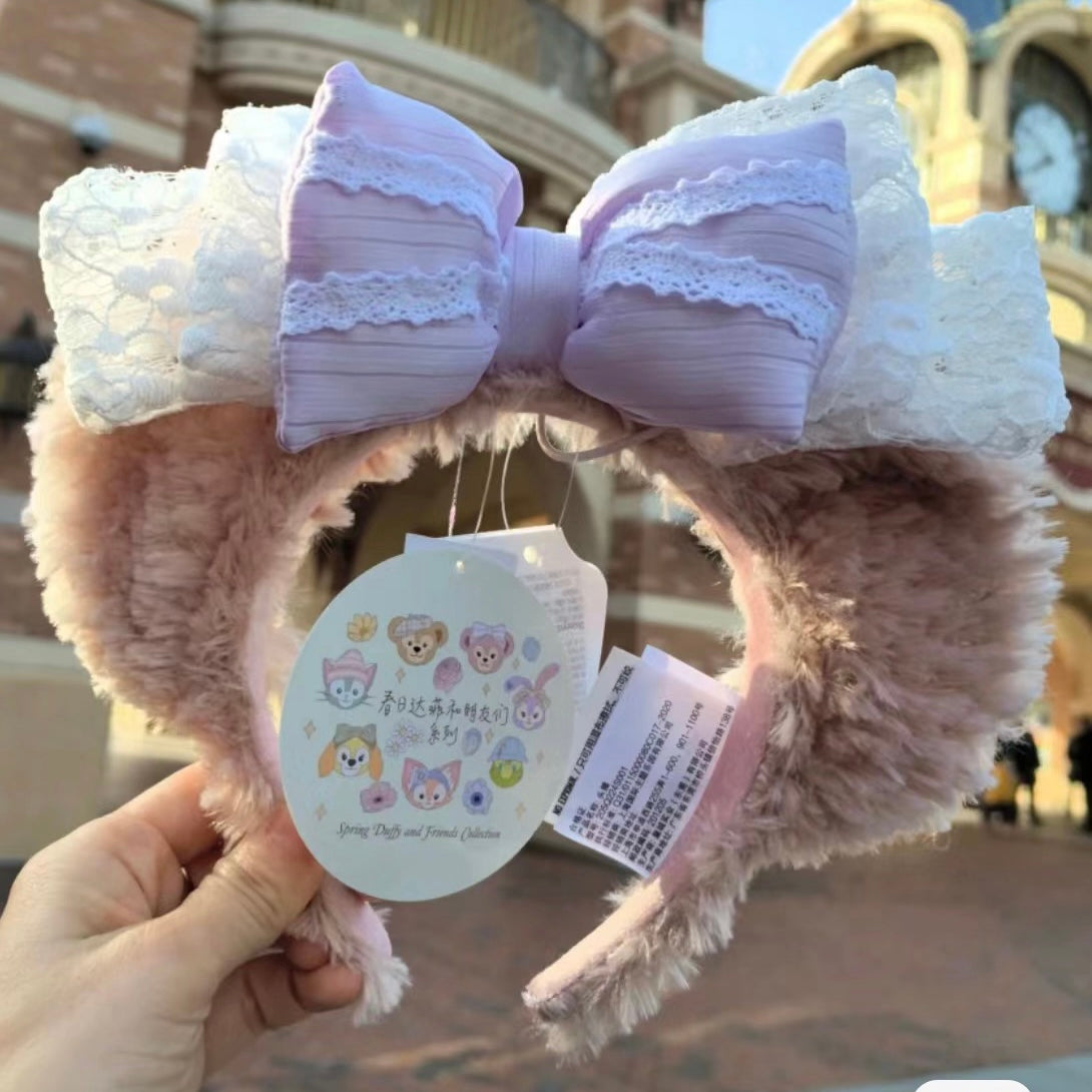Disney SH|春日达菲和朋友们系列雪莉玫/玫玫淡紫色蕾丝蝴蝶结发箍