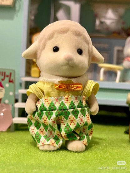 SylvanianFamilies森贝儿家族｜Sheep Family绵羊家族一家四口植绒站宝套组/玩具/过家家5619
