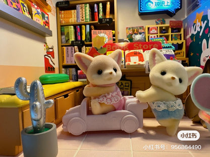 SylvanianFamilies森贝儿家族｜Fennec Fox Twins耳阔狐双胞胎宝宝推车套组/玩具/过家家5697