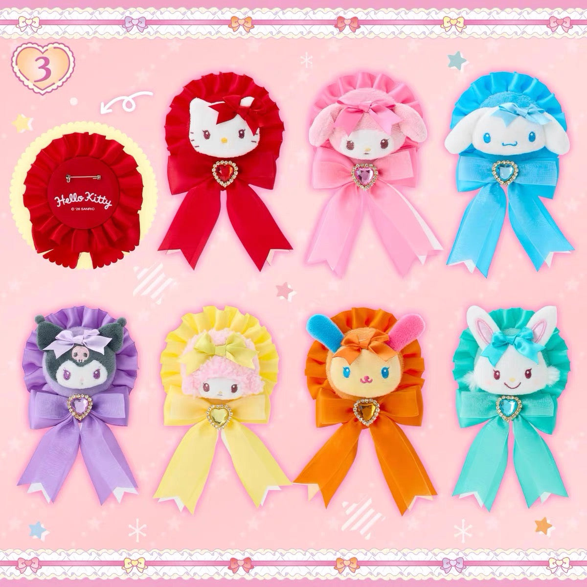 Sanrio｜Idol Colorful Dress Rosette Award Ribbon｜57mm approx.