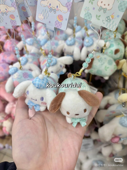 Sanrio三丽鸥｜Mascot Strap Nagomi日式粉彩碎花毛绒圆滚滚玩偶挂件/包挂｜约5.5×7.5×5.5cm