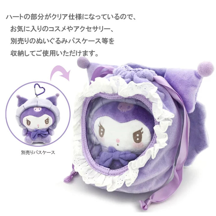 Sanrio｜Cupid baby丘比特宝宝系列角色大头巾着包/束口袋/防水内里/背面透明蕾丝边/背后可放娃娃｜约W285×H195×D125mm
