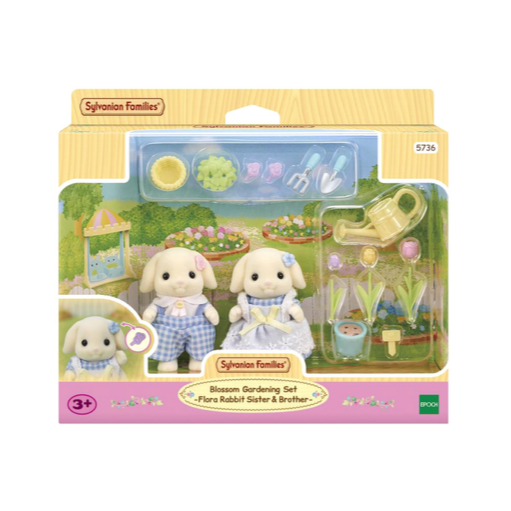 SylvanianFamilies森贝儿家族｜Blossom Gardening Set - Flora Rabbit Brother &amp; Sister芙罗拉兔家族/垂耳兔花卉园艺套组5736