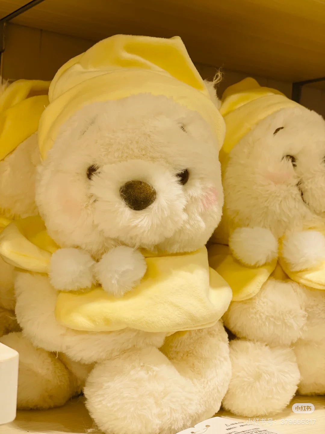 Disney迪士尼｜Plush Toy (S）/ White Pooh Fruit Latte Color Cape 东迪冬日限定水果拿铁色睡衣睡帽斗篷系列可爱角色坐姿毛绒玩偶/公仔/S号｜约28×17×19cm