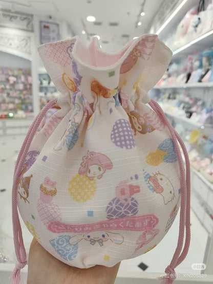 Sanrio三丽鸥｜Drawstring Purse - Japanese Pastel日式粉彩抽绳束口巾着/收纳包｜约22×10.5×23cm