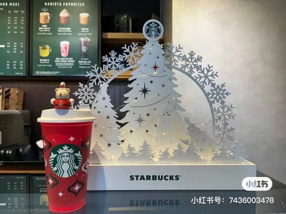 Starbucks日本星巴克｜圣诞小熊扣耐热环保杯?星巴克熊杯扣组合｜473ml