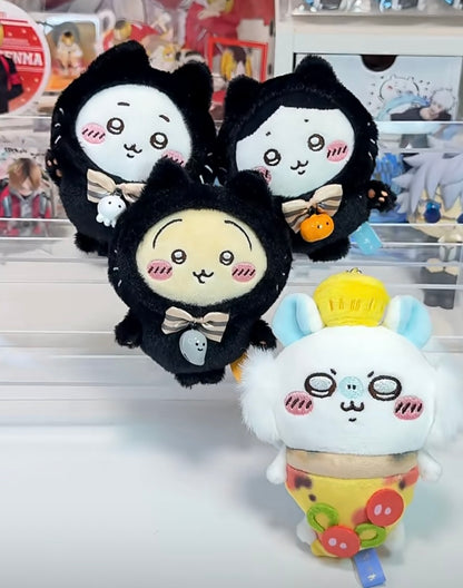 Chiikawa 吉伊卡哇｜Plush Keychain Usagi Black Cat Ver万圣节限定黑猫毛绒玩偶挂件/包挂/铃铛会响很可爱｜约H120×W85×D70mm