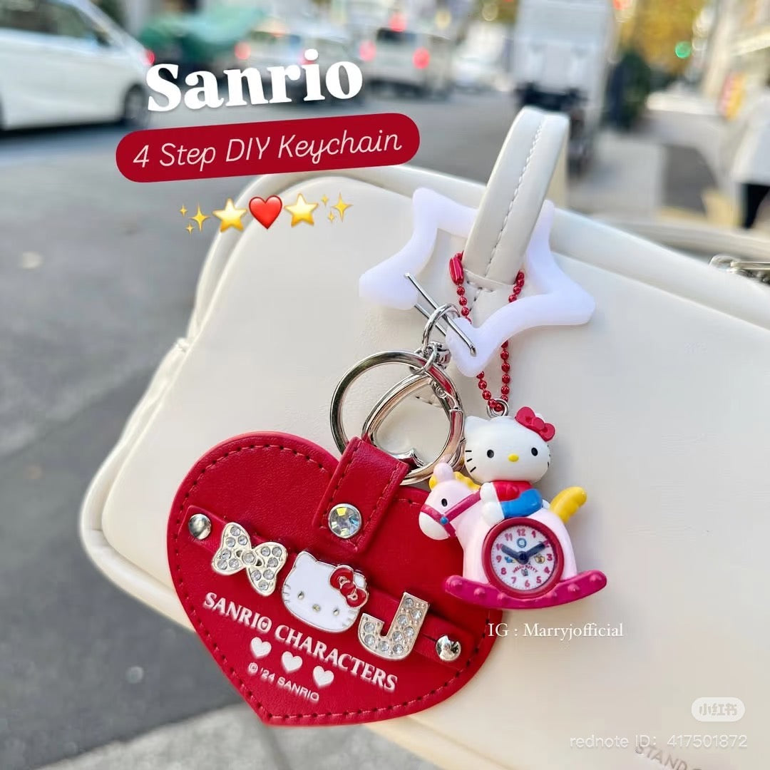 【limit 2】Sanrio三丽鸥｜Initial Heart Keychain偶像应援水钻字母DIY随心搭爱心钥匙扣/全8种｜1枚入