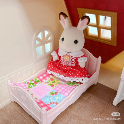 SylvanianFamilies森贝儿家族｜Red Roof Cosy Cottage Starter Home-Chocolate Rabbit巧克力兔站宝+甜梦小屋/别墅套组5567