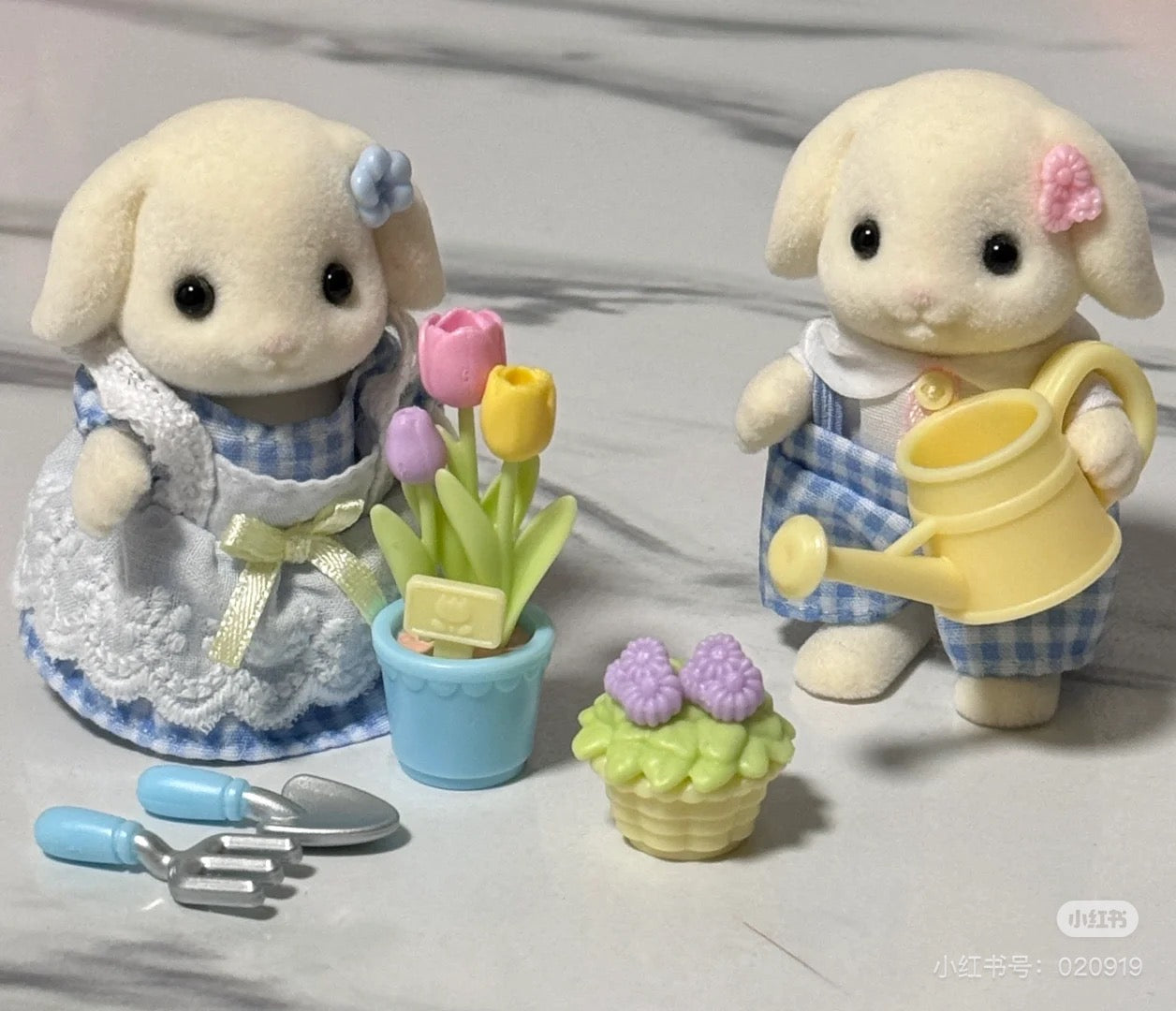 SylvanianFamilies森贝儿家族｜Blossom Gardening Set - Flora Rabbit Brother &amp; Sister芙罗拉兔家族/垂耳兔花卉园艺套组5736