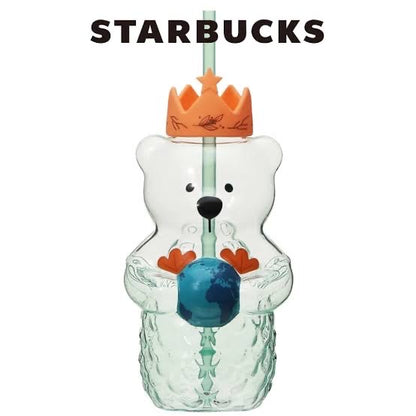 Starbucks日本星巴克｜美人鱼系列星巴克熊大容量耐热玻璃吸管杯｜591ml