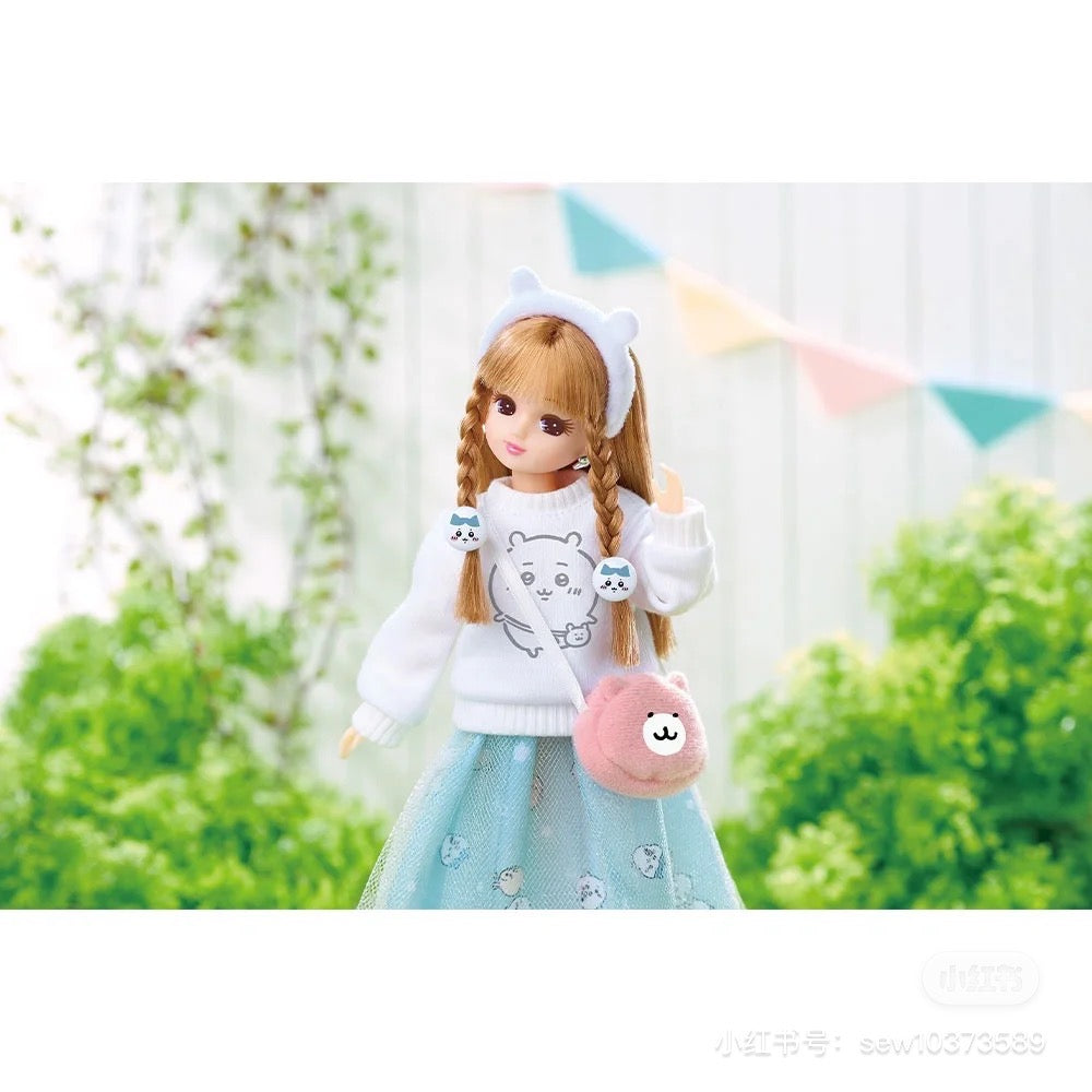 Chiikawa 吉伊卡哇｜Licca联名穿吉伊衣服/三小只纱裙/戴小八发绳娃娃｜约W125×H265×D40mm