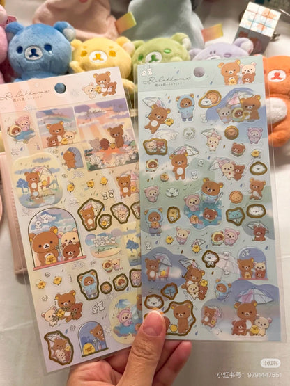 Rilakkuma｜Rainy Day to Sunny Gold Foil Clear Seal Sticke｜200×95mm approx.