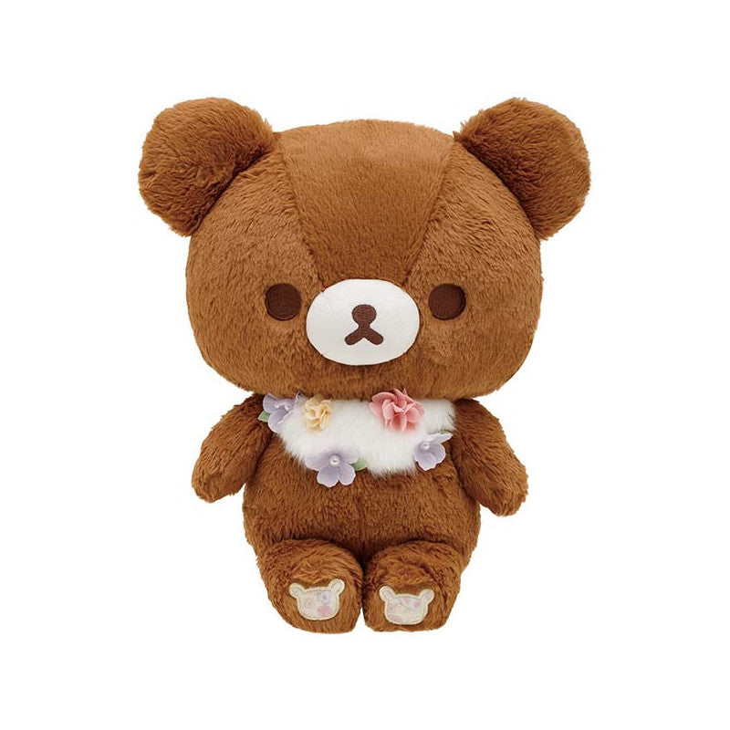 Rilakkuma轻松熊｜软软绵绵花环茶会限定大公仔/玩偶/脚上有图案哟｜约280×270×170mm