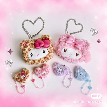 Sanrio三丽鸥｜ Original Face-shaped 2way Pochette / Leopard Bear豹纹熊系列脸型毛绒链条斜挎包｜约19×6×15cm