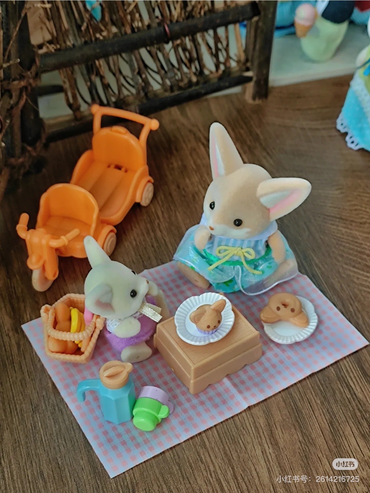 SylvanianFamilies森贝儿｜Sunny Picnic Fennec Fox Sister &amp; Baby 耳廓狐阳光野外套组/玩具/过家家5698