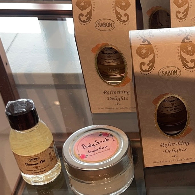 Sabon｜Green Rose绿玫瑰香氛身体洗护套装｜body scrub 60g?shower oil 50ml