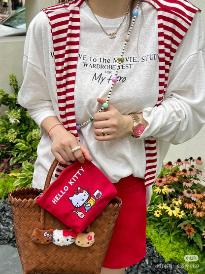 HelloKitty凯蒂猫｜Sanrio Hello Kitty 50th Anniversary Makeup Pouch收纳包/化妆包｜约H13×W19×D5