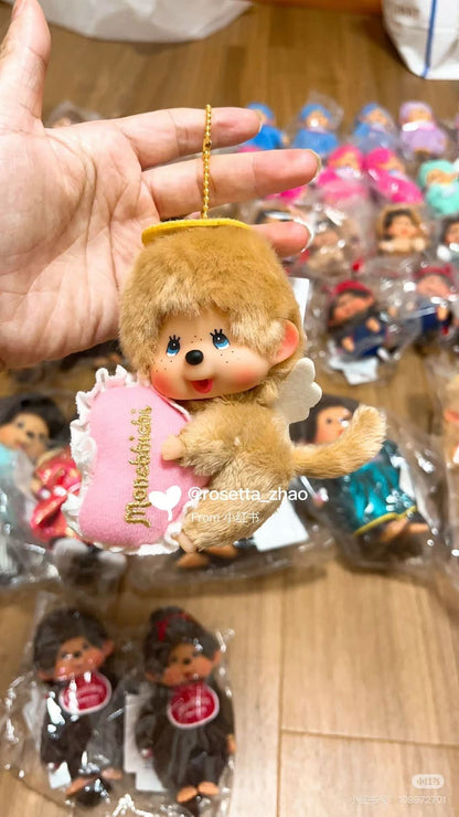 【available soon/limit 1】Monchhichi｜Love Happy Angel Mascot Holder /Plush Keychain｜SS/ H10.5 x W11 x D6.5 cm approx.
