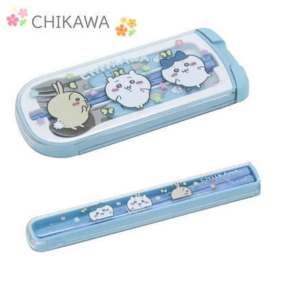 chiikawa吉伊卡哇｜Pull Lid Chopsticks Box抓蝴蝶三小只抗菌耐高温洗碗机可用便携筷子套盒