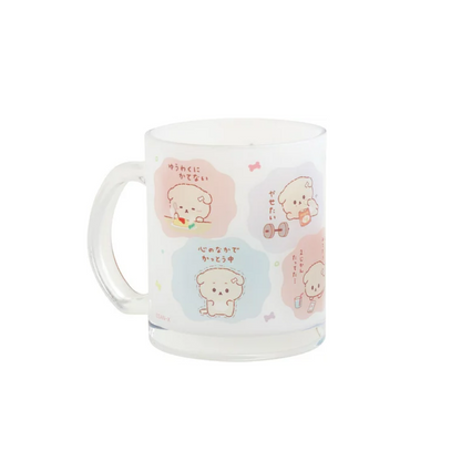 Ishiyowachan｜San-X Glass Mug-chan新角色垂耳社恐小狗/意志薄弱狗/内向修狗玻璃半透明马克杯/水杯/咖啡杯｜约330ml