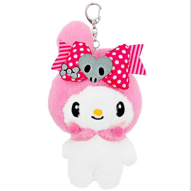 Sanrio｜Pink Black Party Mascot Holder /Plush Keychain Pouch｜H17 x W15 x D5.5cm approx.