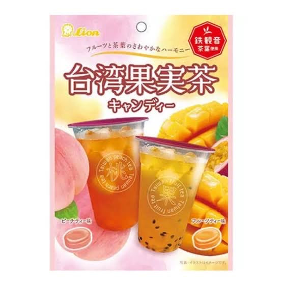 Lion狮王｜台湾果茶味糖果/铁观音茶底桃味芒果百香果｜63g【24.02】