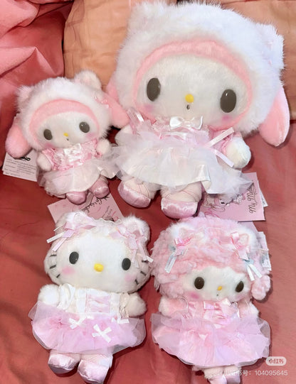 【limit 1】Sanrio｜White Cat Ballerina Mascot Holder /Plush Keychain｜9.5 x 6 x 13cm approx.