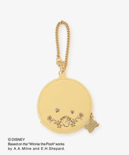 Disney｜噗噗小熊维尼Afternoon Tea联名限定皮质感圆形零钱包/噗噗形状拉链扣｜	直径8.5cm/マチ2.5cm/チェーンの長さ22cm