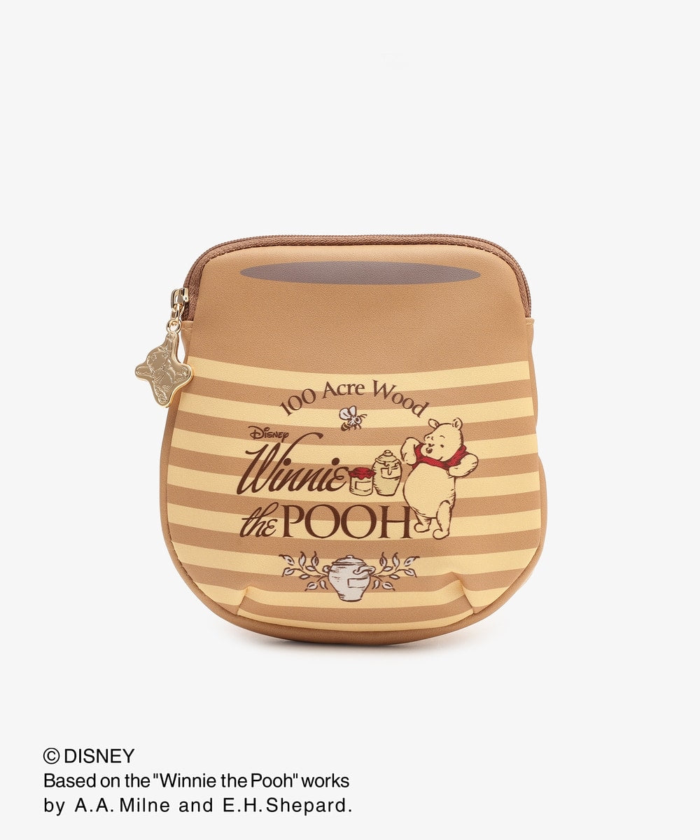 Disney｜噗噗小熊维尼Afternoon Tea联名限定蜂蜜罐造型皮质感收纳包/卡包/卡套包/零钱包/噗噗形状拉链扣/防水内里｜縦14.5cm/横13.5cm/厚み4.8cm