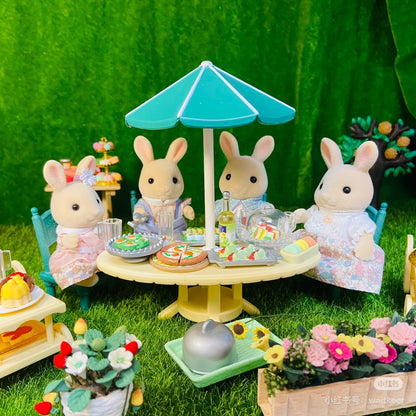 SylvanianFamilies森贝儿家族｜Milk Rabbit Family牛奶兔一家四口植绒站宝套组/玩具/过家家5706