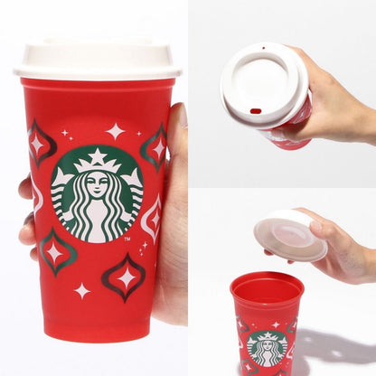Starbucks日本星巴克｜圣诞小熊扣耐热环保杯?星巴克熊杯扣组合｜473ml