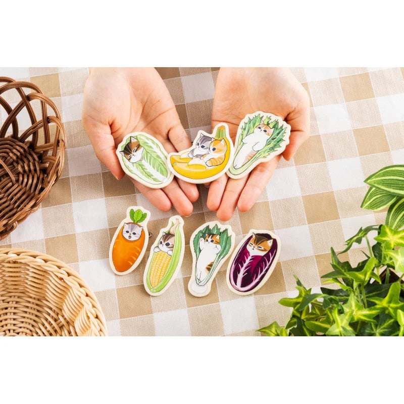 Mofusand｜Mofumofu Marche Sleeping Acrylic Badge - Vegetable Cat｜65×33×15mm approx.