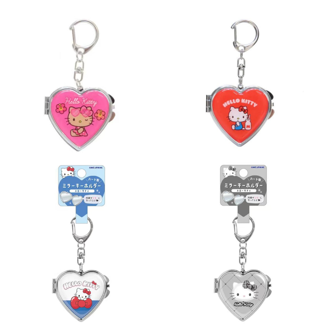Sanrio｜Hello KittyHeart-shaped mirror keychain/keyring｜ 50x95x8mm approx.