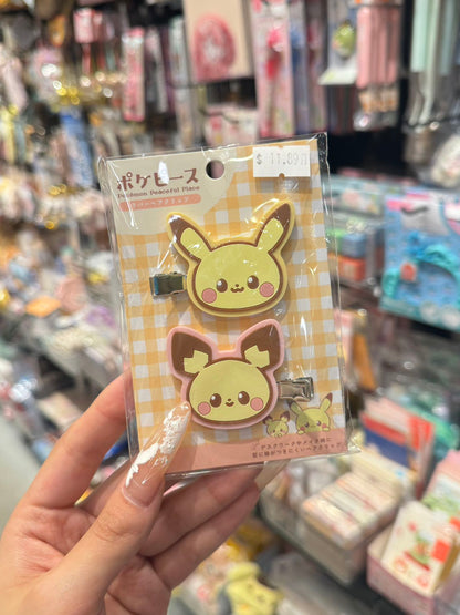 Pikachu皮卡丘｜Pokemon Mascot Hair Clip / Pokepeace宝可梦橡胶发夹/刘海夹/2枚入｜约49.2×41.2mm