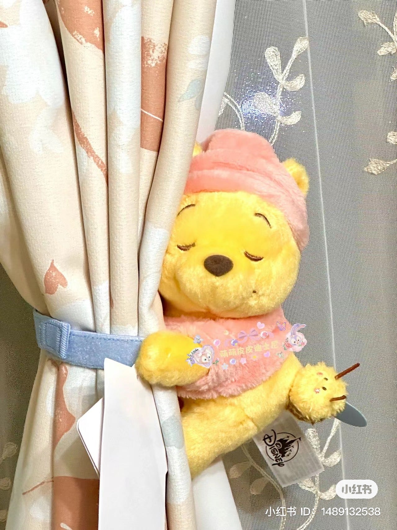 Disney SH｜winnie the pooh居家维尼/晚安睡帽噗噗窗帘绑/窗帘挂/也可戴在手臂上｜约20cm