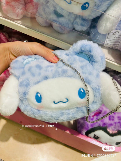 Sanrio三丽鸥｜ Original Face-shaped 2way Pochette / Leopard Bear豹纹熊系列脸型毛绒链条斜挎包｜约19×6×15cm