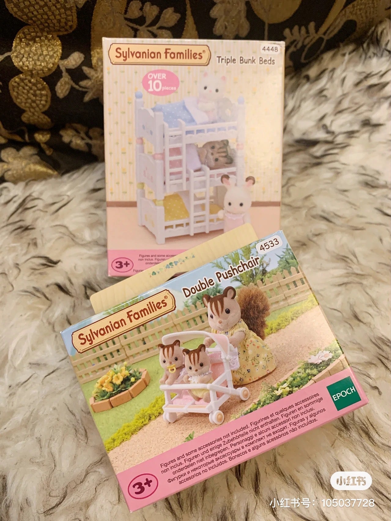 SylvanianFamilies森贝儿家族｜Double Push Chair 带篷粉色双胞胎婴儿车/玩具/过家家4533