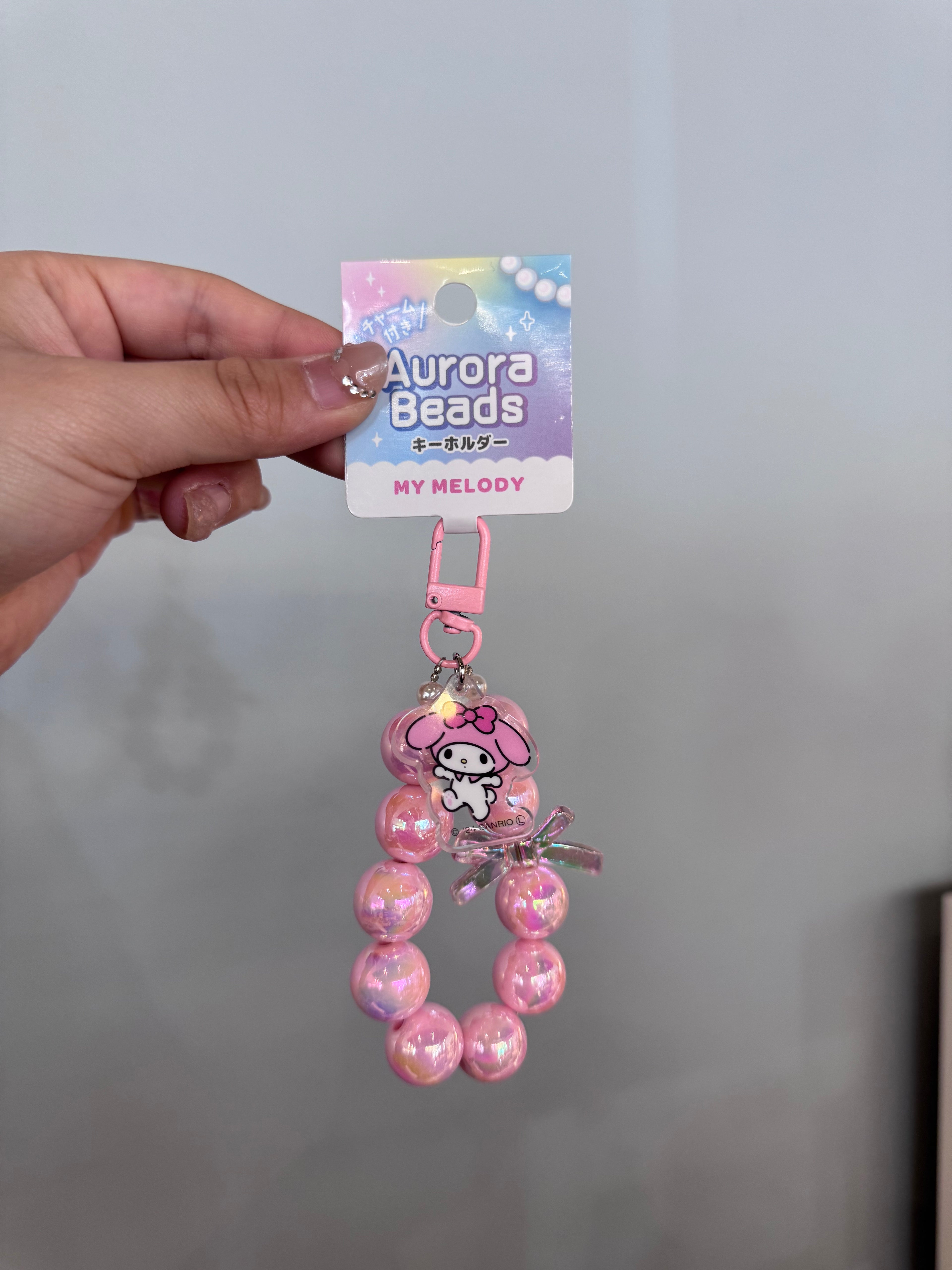 Sanrio三丽鸥｜Aurora Beads Acrylic Charm Keychain ｜ W55 x H165 x D15mm approx.