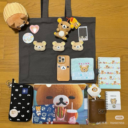 Rilakkuma轻松熊｜San-X Tote Bag - Rilakkuma / Basic Rilakkuma Favorite Things 最喜欢的东西系列毛绒熊头托特包/单肩包｜约400×450×120mm