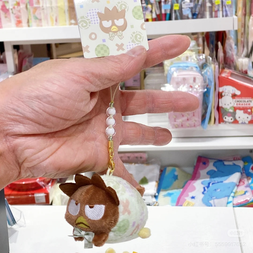 Sanrio三丽鸥｜Mascot Strap Nagomi日式粉彩碎花毛绒圆滚滚玩偶挂件/包挂｜约5.5×7.5×5.5cm
