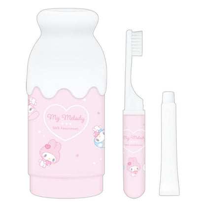 Sanrio｜My Melody 50th Anniversary Milk Bottle Toothbrush Set｜4.3×4.3×10.5cm approx.