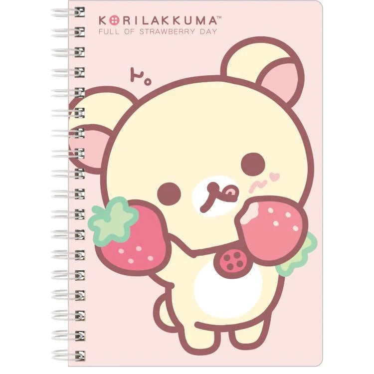 Rilakkuma轻松熊｜草莓日系列硬壳可爱B6螺旋笔记本｜120页/180(h) x 125(w)mm