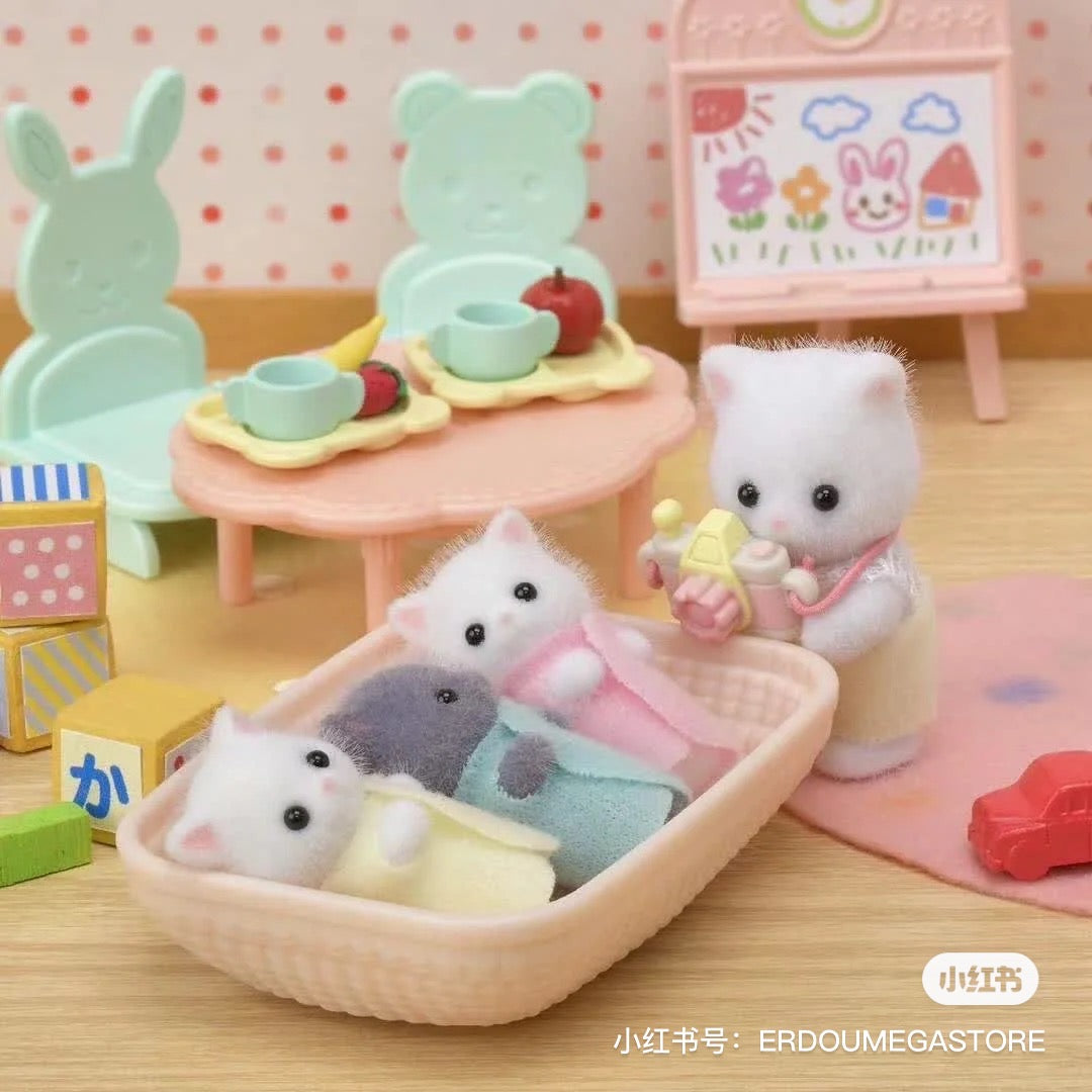 SylvanianFamilies森贝儿家族｜Persian Cat Triplets超萌波斯猫三胞胎宝宝套组/玩具/过家家5458