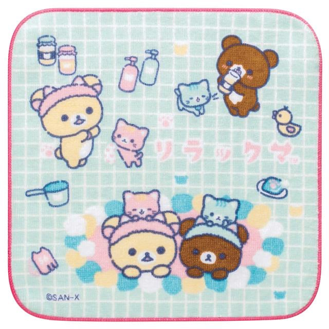 Rilakkuma轻松熊｜泡汤/泡温泉系列可爱角色小方巾/小手帕｜210×210mm