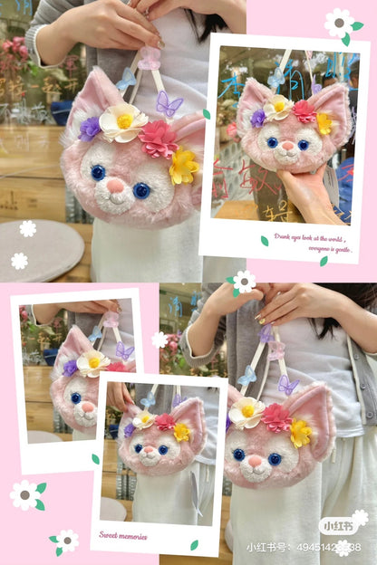 Disney迪士尼｜2024东迪春日复活节限定贝儿大头包/肩带上有蝴蝶/背面刺绣卡位也超美｜约19*20cm/肩带约100cm