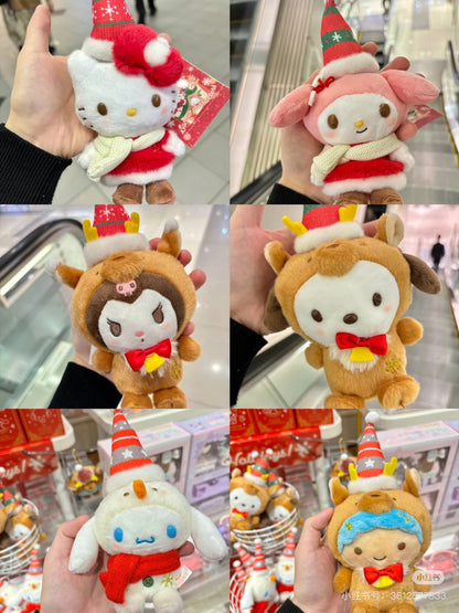 Sanrio三丽鸥｜Mascot Holder/ Christmas 2024圣诞限定可爱角色毛绒玩偶挂件/包挂｜约8.5×6.5×19cm