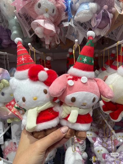 Sanrio三丽鸥｜Mascot Holder/ Christmas 2024圣诞限定可爱角色毛绒玩偶挂件/包挂｜约8.5×6.5×19cm