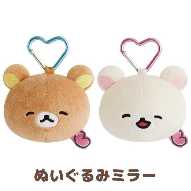 Rilakkuma｜Yuruyuru Pokapoka Warm and Cozy Heart Carabiner Plush Mirror Keychain｜ 80×95×40mm approx.