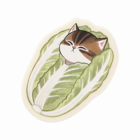 Mofusand｜Mofumofu Marche Sleeping Acrylic Badge - Vegetable Cat｜H65×W54×D15mm approx.